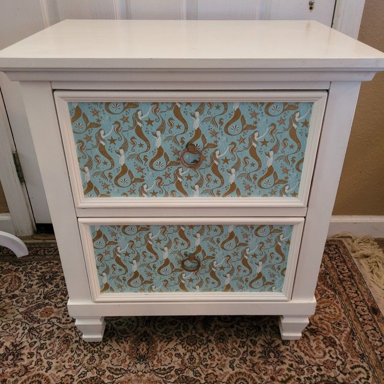 Large Bedroom Dresser Girl Furniture White Solid Wood Mermaid Princess Print