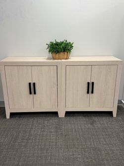63" Set of 2, 2-in-1 Buffet Cabinet with Storage, Kitchen Sideboard with Adjustable Shelf & Door, Modern Farmhouse Credenza, Coffee Bar for Kitchen & 