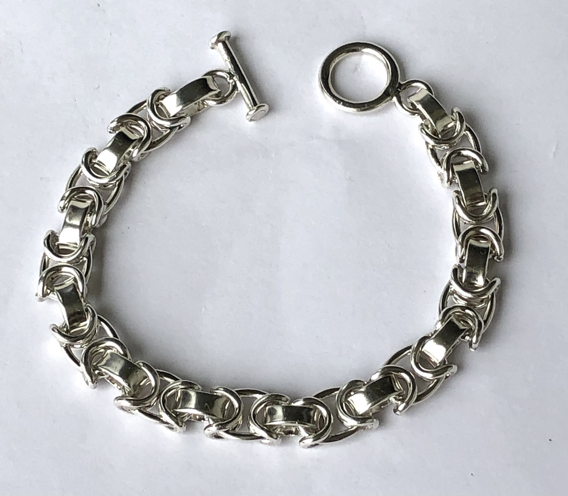 Sterling Silver Toggle bracelet - 9” Long
