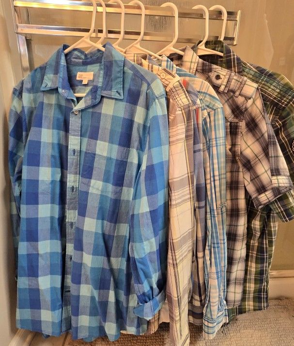 7 Size Large Men's Button Shirts ALL for $40 perfect for Winter βοΈ & Xmas gifts π
(4 Long Sleeve, 3 Short Sleeve)