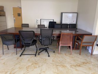 Office Furniture (table, Chair, Closet) Three Printers