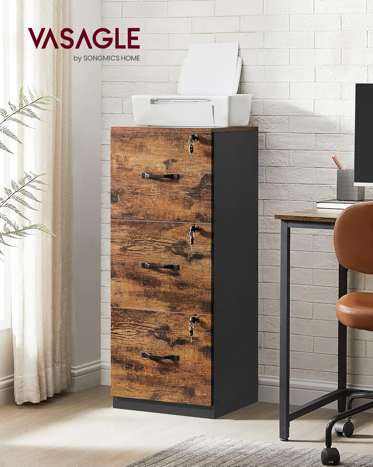 3-Drawer Vertical File Cabinet Storage Cupboard 