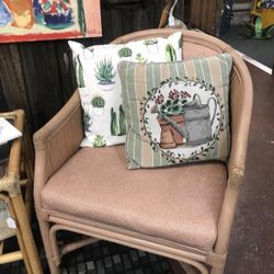 Split Reed Rattan Chair Patio Furniture Vintage Boho Florida Room