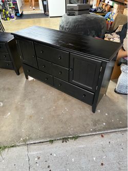Solid Wood Black Dresser & Matching Nightstand