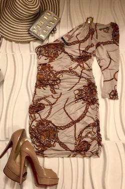 Dress gorgeous, One shoulder with gold chain detail, Size S-M $40