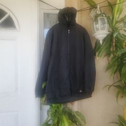Dickies Men's BLK Fleece Lined Nylon Hooded Jacket