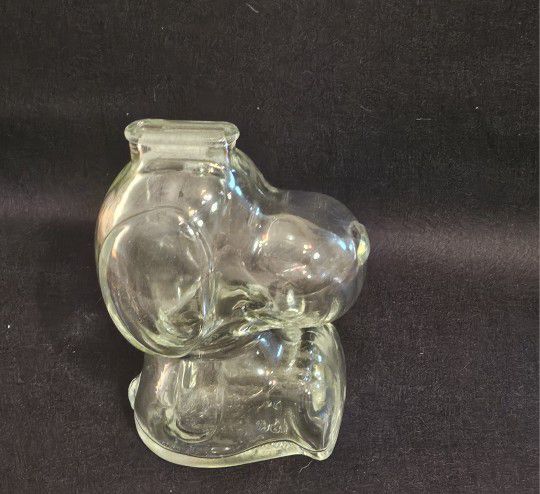 Vintage 1988 United Featured Syndicate Inc. Peanuts Snoopy Bank Shultz Collectible Anchor Hocking Glass Bank