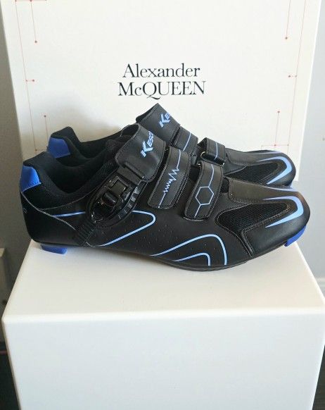 New Kescoo Men's 47 US Shoe Size 12.5 Black Blue Adjustable Indoor Cycling Shoes