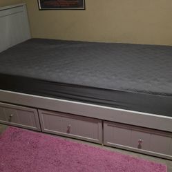 Twin Size Bed Frame With Underbed Storage And Mattress