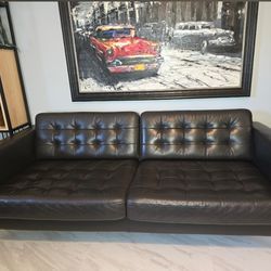 Ikea Morabo dark brown leather sofa