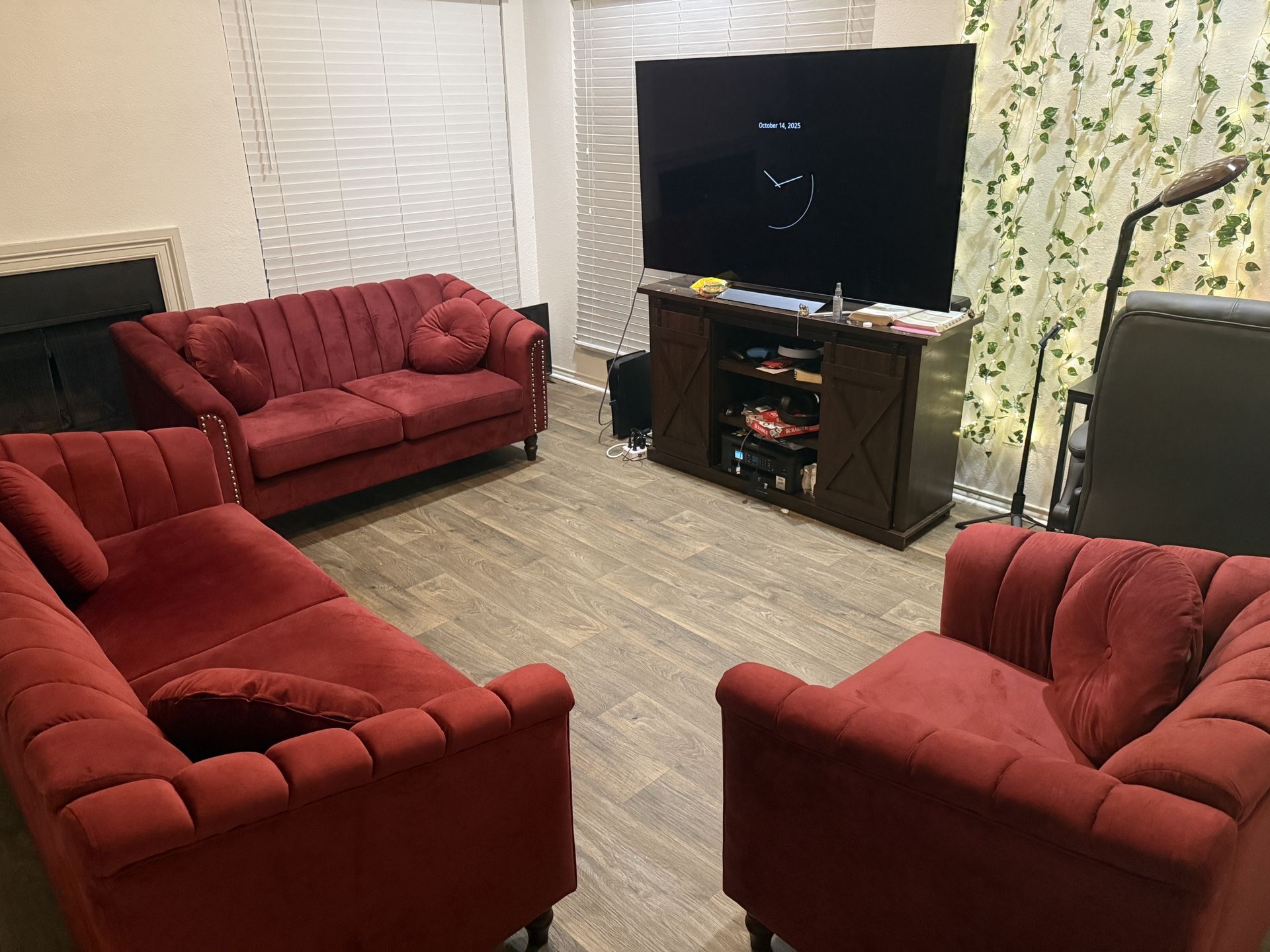 3 Piece Red Living Room Set
