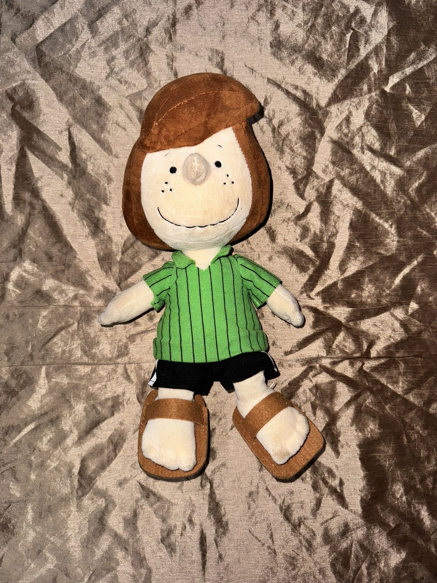 Peanuts Peppermint Patty Plush doll toy Green Stripe Shirt Black Pants Sandals s