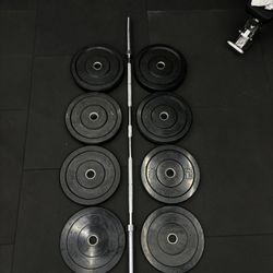Vesta Olympic Barbell (700 lb Weight Capacity) + Weight Plate Set 230 lb
