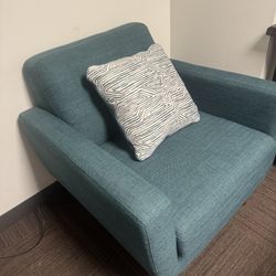 Teal Chair and Storage Ottoman- Like NEW