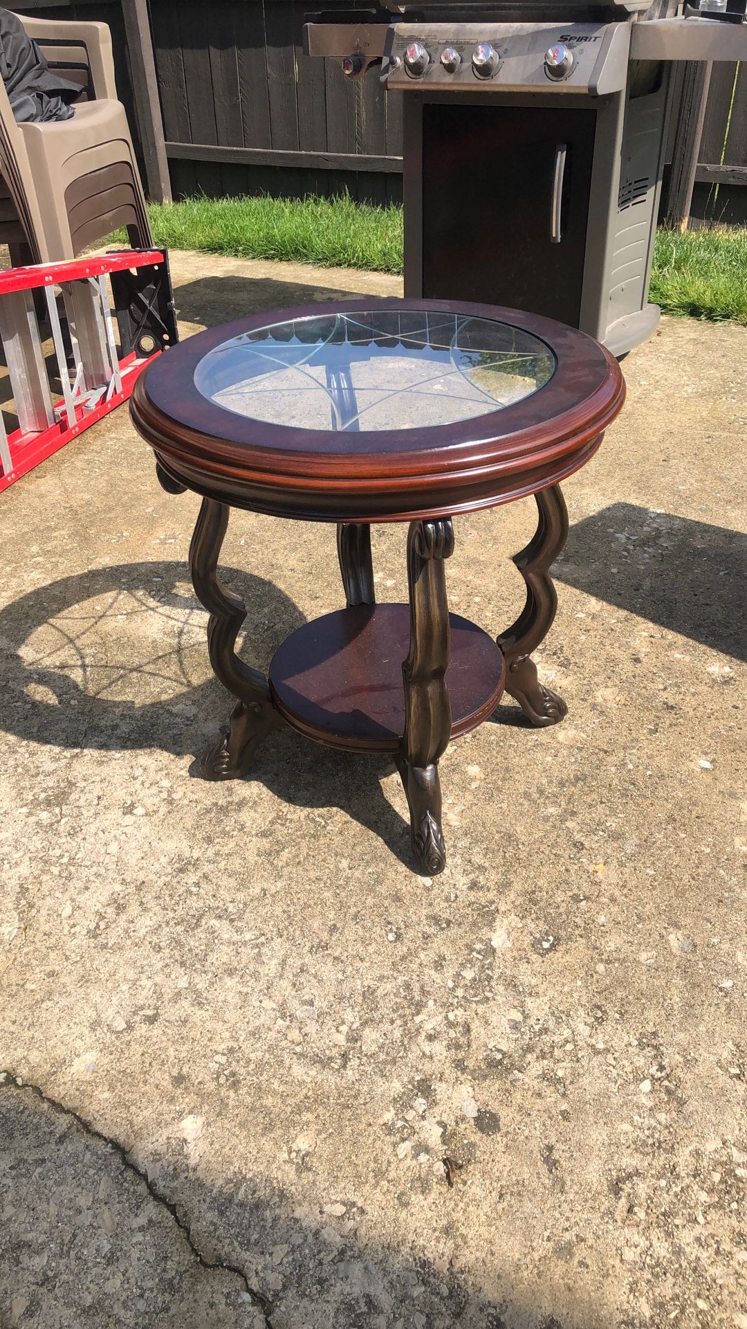 Round End Table Cherry Wood