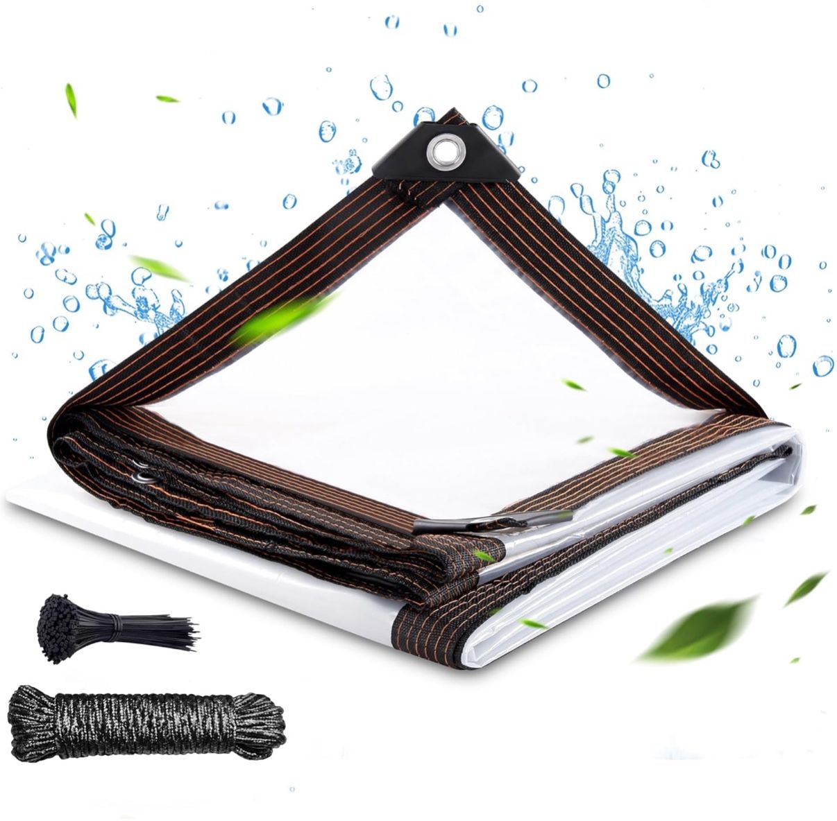 Clear Thicken Waterproof Tarp, 6.5 x 10 FT Rainproof Covering, Heavy Duty