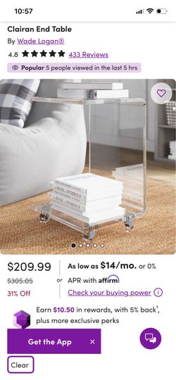 Acrylic end tables on wheels (2)