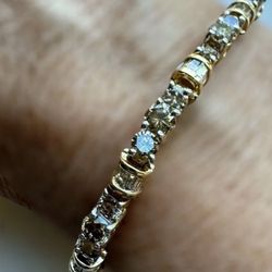 *VINTAGE* ZEI Tennis Bracelet 10k Yellow Gold w/ 13ct Natural Diamonds