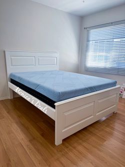 Queen Solid Wood Bed With Memory Foam Mattress $600