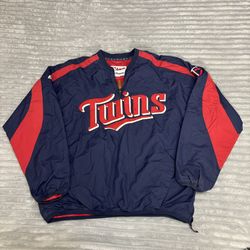 Minnesota Twins 1/4 Zip Pullover Vintage Majestic Size L Mesh pullover 