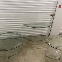 Glass Coffee Table, Glass End Table, And Glass Side Table 