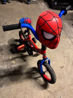 Spider-Man Kids Bike with Training Wheels and Helmet