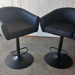 Modern Swivel Soft Faux Leather Upholstery & Sturdy Metal Base Barstools Set of 2