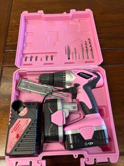 Pink Power PP182 18V Cordless Drill Set Pink Kit 2 18V NiCad Batteries + bits