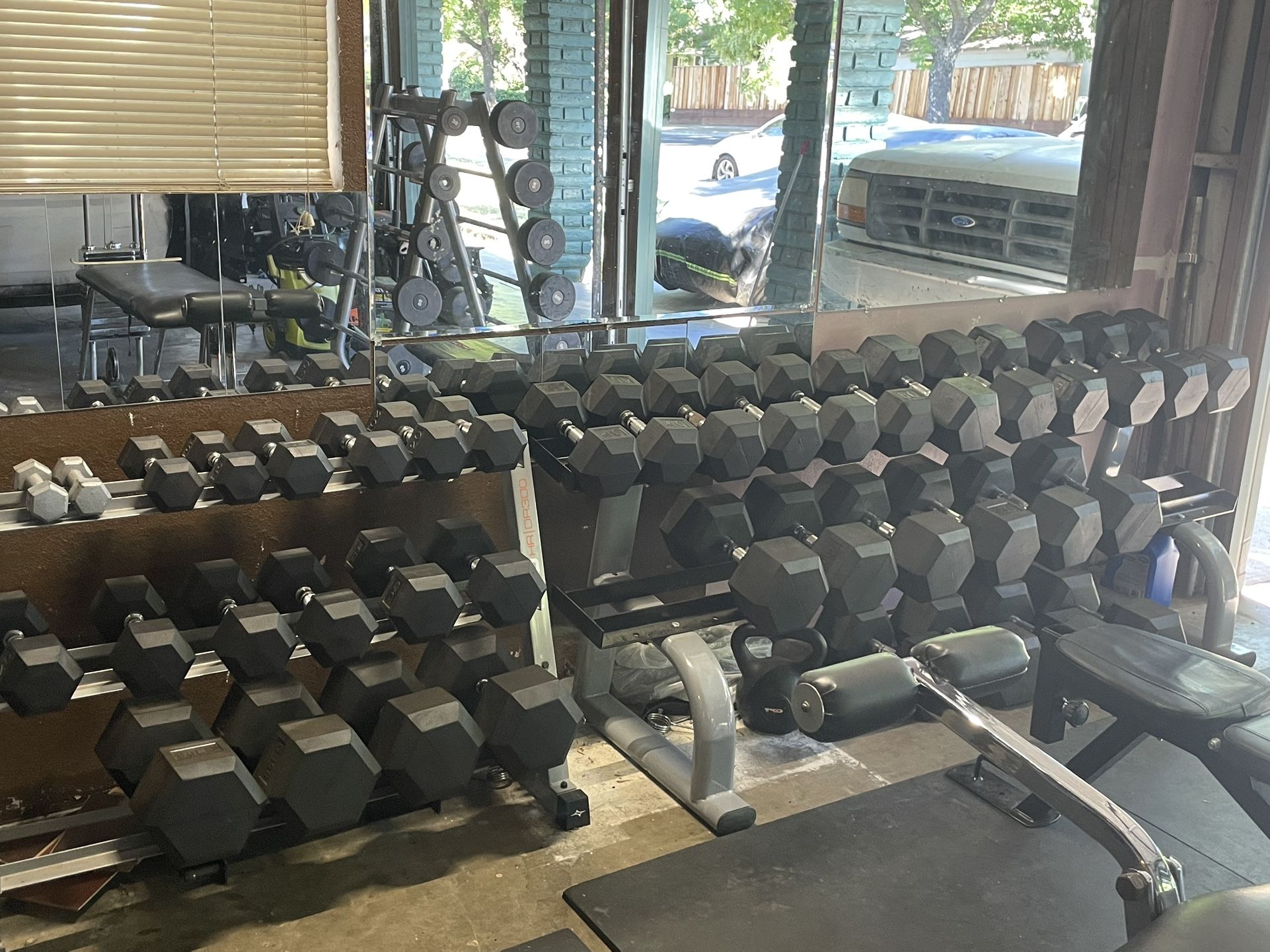 Dumbbell Set 5-100 With Racks, Mats & Mirrors 