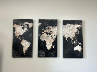 3 piece wall office decor black world theme
