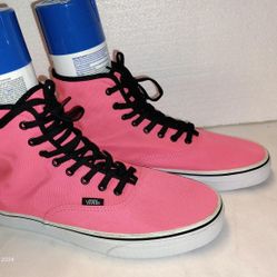 Vans Off The Wall Hot Pink High Top Skateboard Shoes Lace Up men's 9.5 
