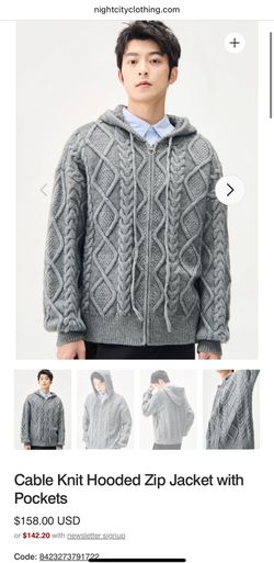 Cable Knit Hooded Zip Jacket From NightCity Clothing
