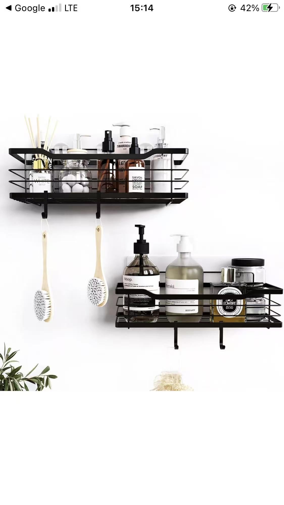 2 Pack Shower Caddy Adhesive Shelf No Drilling Rust Proof Matte Black Bathroom(5.5W*12.5L*2.5H inch ,4.5w*11.8L*2.5H inch)