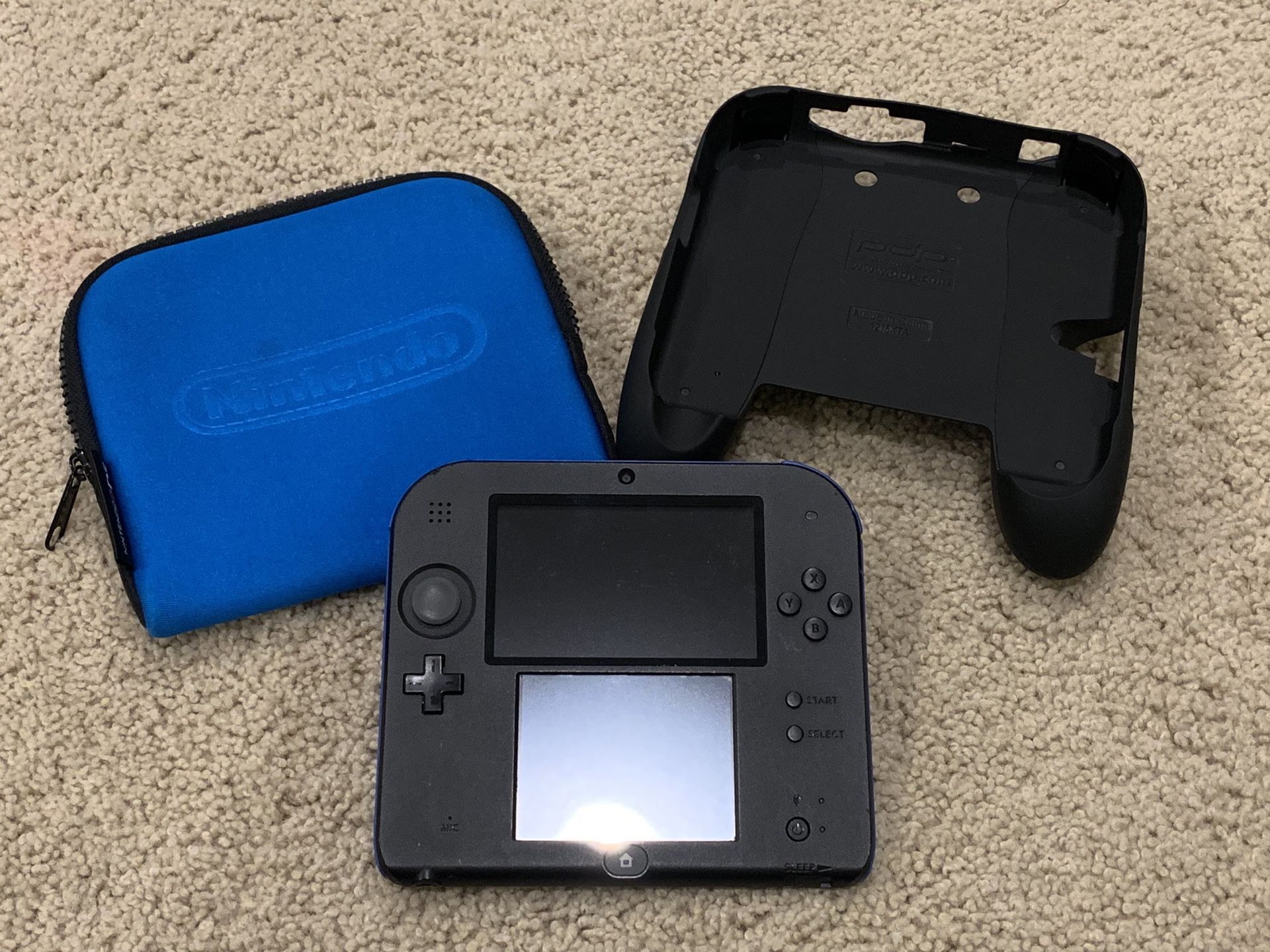 Nintendo 2DS with case and trigger grips