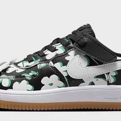 Nike Force 1 Low LV8 EasyOn Toddler Shoes (Black/Spring Green/Gum 