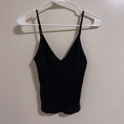 Brandy Melville Women’s Black Spaghetti Strap V-Neck Camisole Top (One Size)