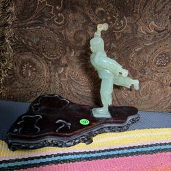  Vtg  Chinese Revolutionary Jade Carving White Haired Girl Ballet 白毛女喜儿玉雕文革芭蕾
