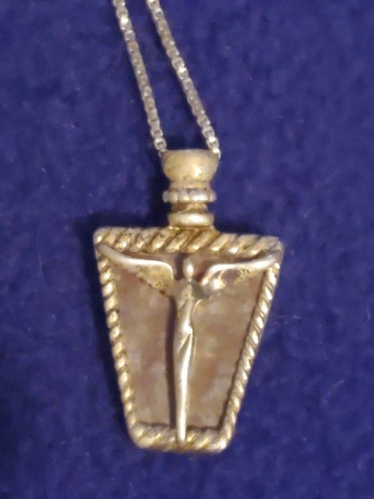 Vintage Sterling Angel and Pearl Necklace by Lavaggi