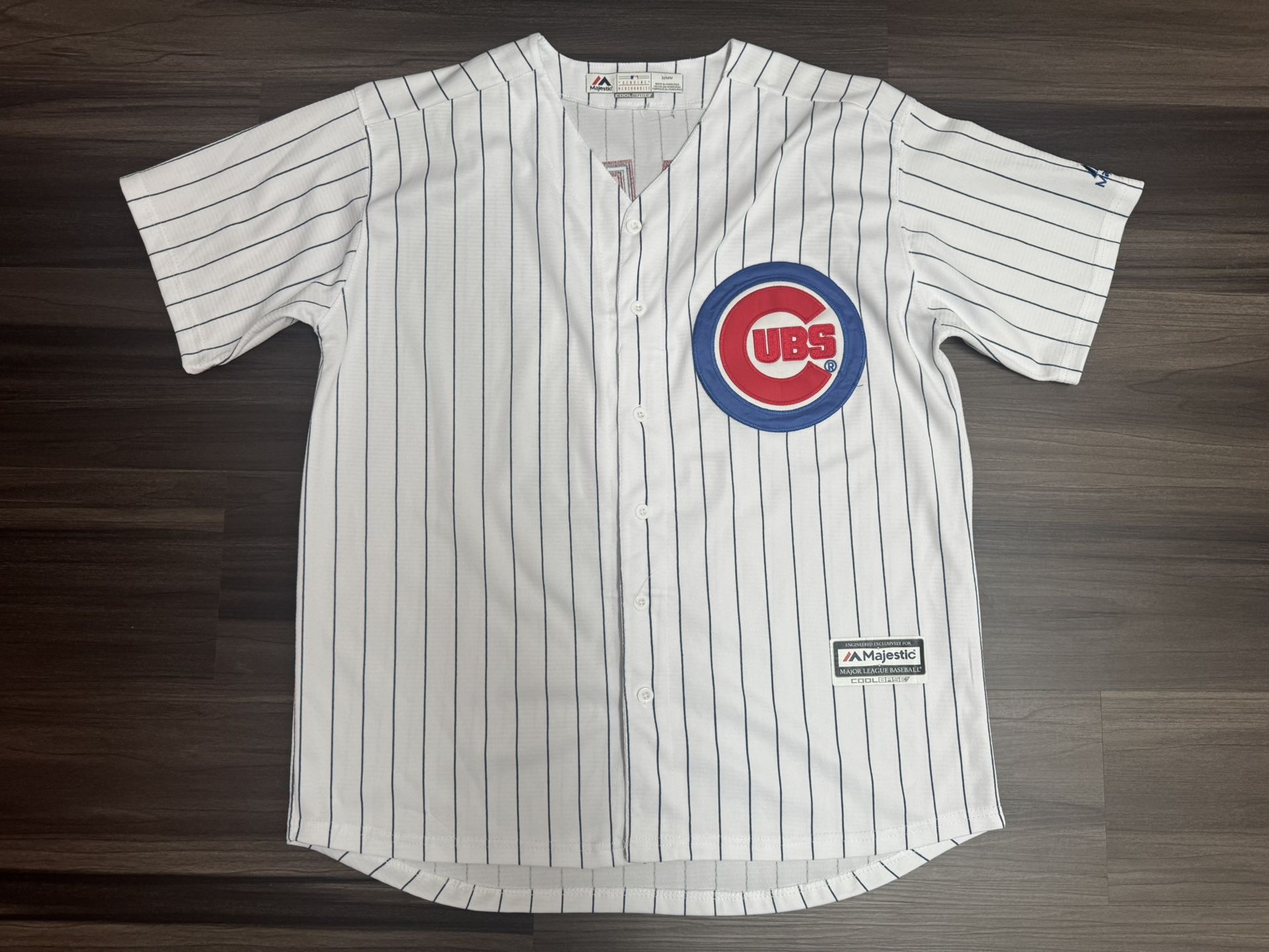 Majestic Chicago Cubs Javier Baez #9 Cool Base Pinstripe MLB Jersey Men’s Medium