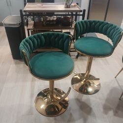 Gold & Green Bar Stools