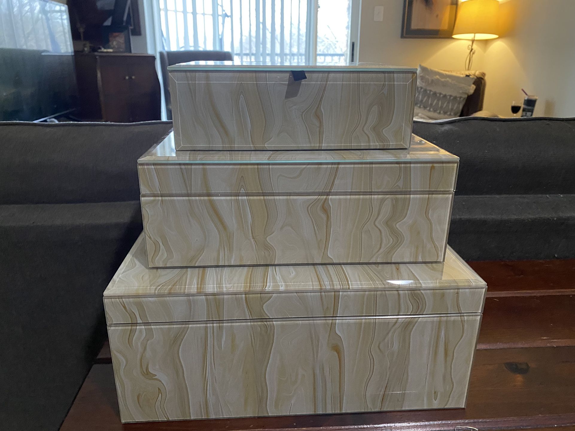 3 Piece Tahari Lined Enamel Box Set