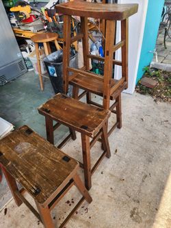 4 solid wooden stools