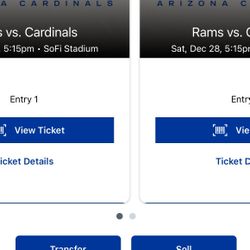 NFC West Division Implications Cardinals Vs Rams Level 5 Sec 543 Row 7  willing To Meet In Person For Ticket Transfer 2 Tickets 