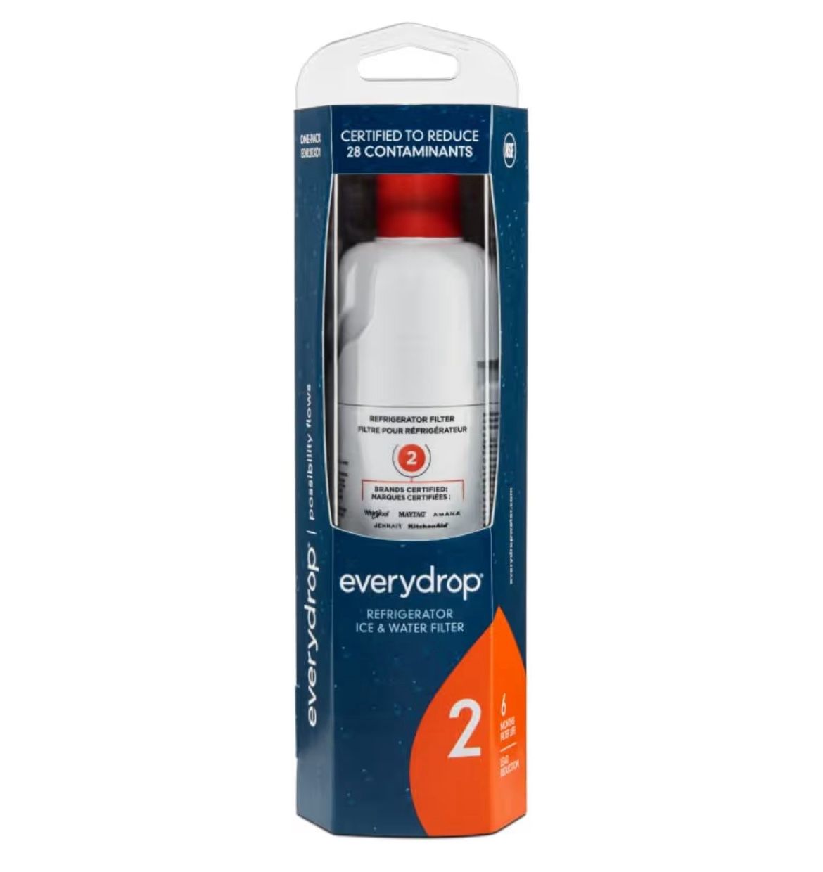 everydrop® by Whirlpool Ice and Water Refrigerator Filter 2, EDR2RXD1, Single-Pack