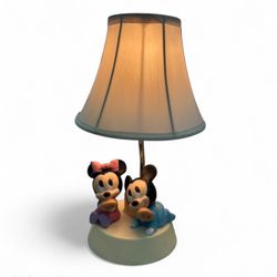 Vintage Disney Minnie & Mickey Mouse Nursery Lamp – Soft Pastel Baby Decor, Cozy Night Light 