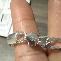 925 Sterling Sliver Figaro Bracelet 9mm