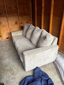 Gray Fabric Three-Seat Sofa