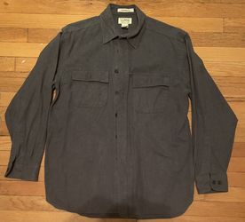LLBean LL Bean l/s gray button shirt, 100% cotton but feels similar to wool (but w/ zero itch!) - ttsXL