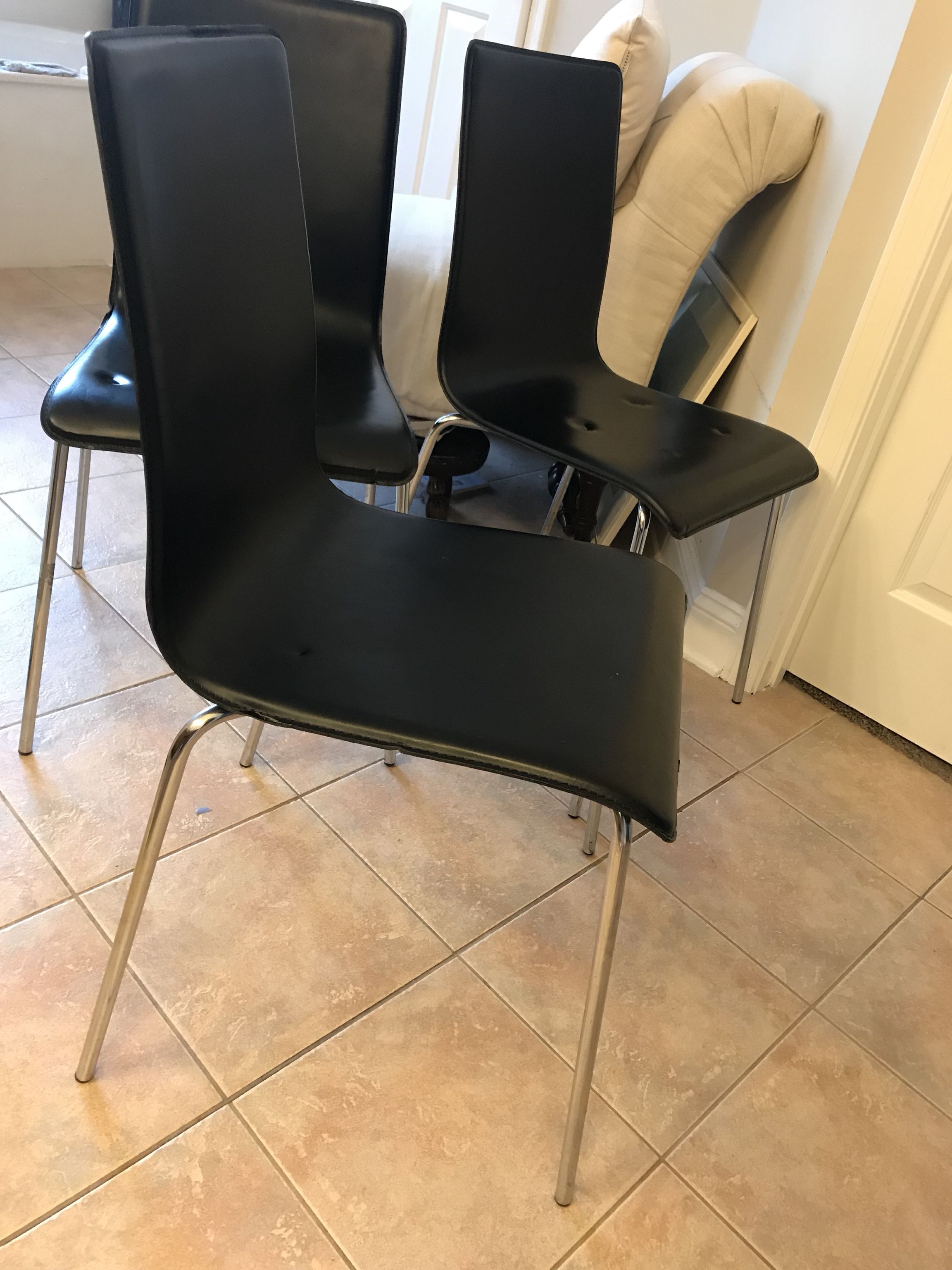 Crate And Barrel Leather And Metal Chairs (several available)