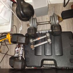 Handbells And 3 And 1/2 Lb Weights For Walking And Leg Wraps For Running Or Walking